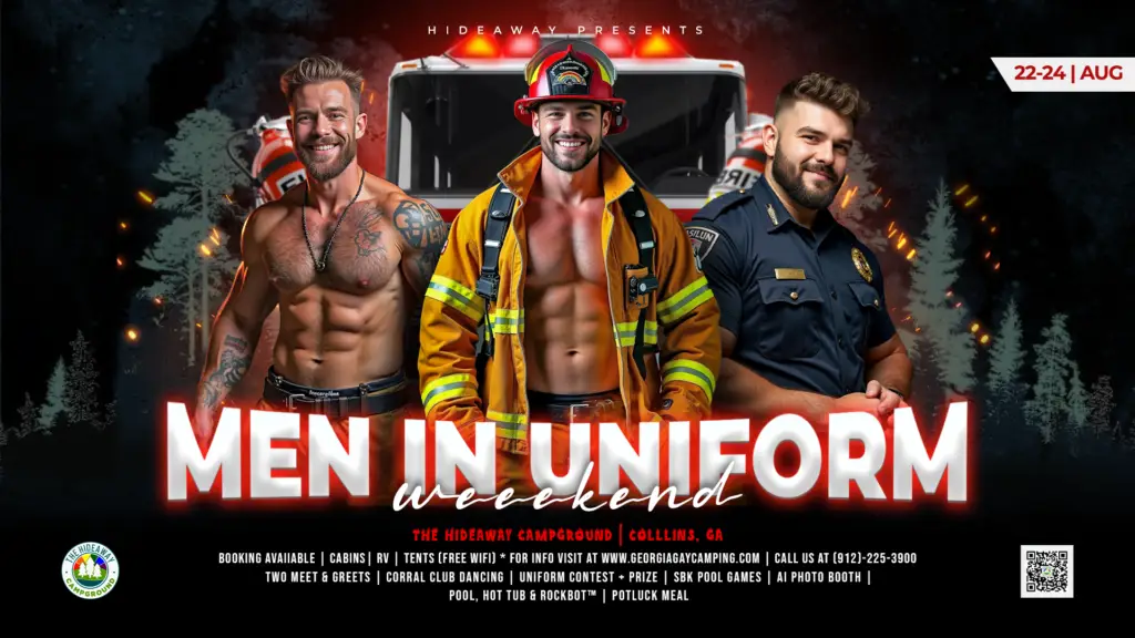 Men in Uniform Weekend party poster