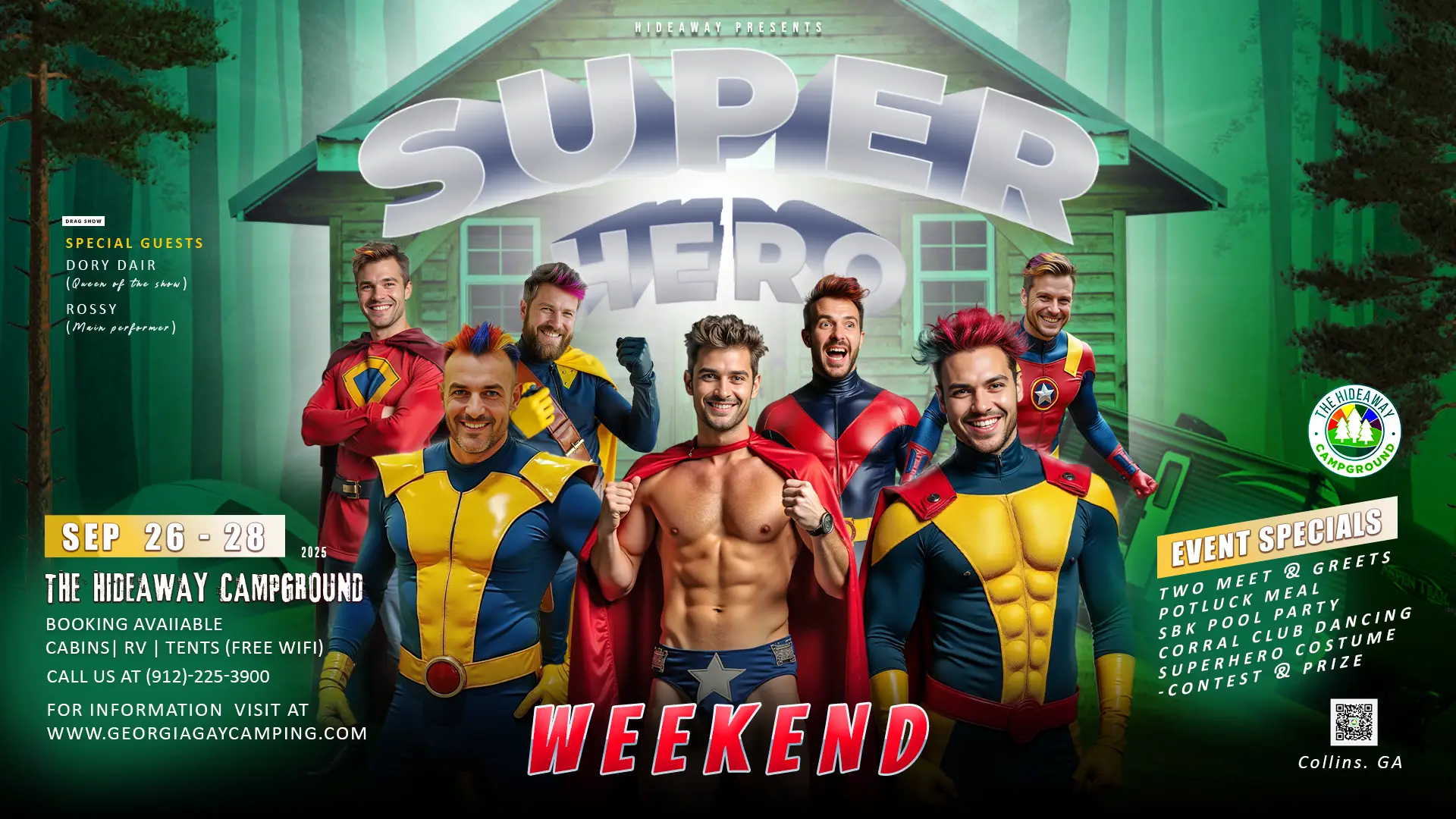 Super Hero Weekend party poster